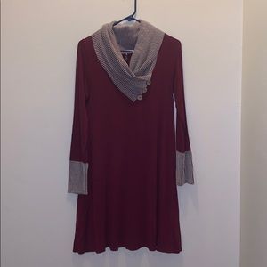 Vision USA maroon long sleeved styled dress